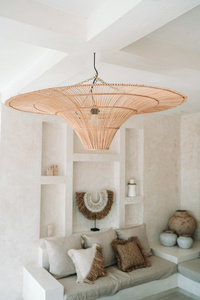 Sky Pendant L pendant lamp, E27, Rattan, boho lights small 1