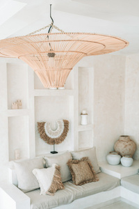 Sky Pendant XL pendant ceiling lamp, E27, Rattan, braided, handmade small 4