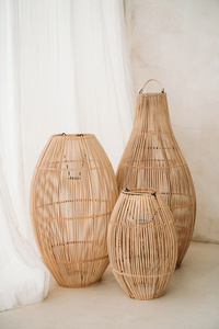 The Zuri L boho lamp, E27, Rattan, living room ceiling light small 1