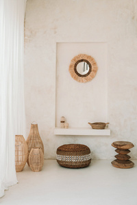 The Zuri L boho lamp, E27, Rattan, living room ceiling light small 2