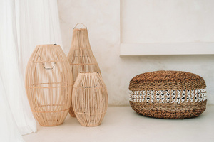 Living room ceiling lamp - The Zuri S, E27, Rattan, scandi boho small 1