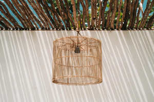 Kitchen lamp - The Chacha M, E27, Rattan, cylinder lamp small 1