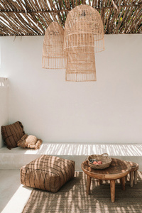 Dining room lamp - The Elba M, rattan, E27, woven boho style lamp small 2