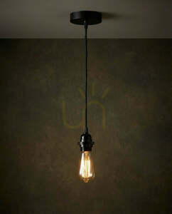 BAZAR BIZAR Ceiling Pendant Fitting Black, Cotton Cable 250 cm, E27 small 1