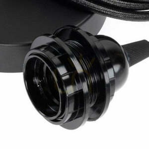 BAZAR BIZAR Ceiling Pendant Fitting Black, Cotton Cable 250 cm, E27 small 2