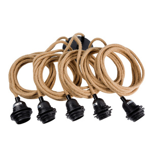 Pendant Fitting BAZAR BIZAR Cable Fittings FL-JUTE-005 Natural Cotton Black Sockets 5xE27 350 cm small 0