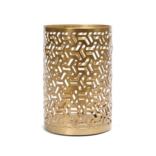 Check The Hollow Zigzag Candle Holder M - Brass, Gold