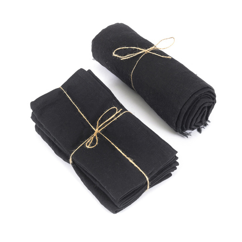Check The Linen Tablecloth - Black - 150x200