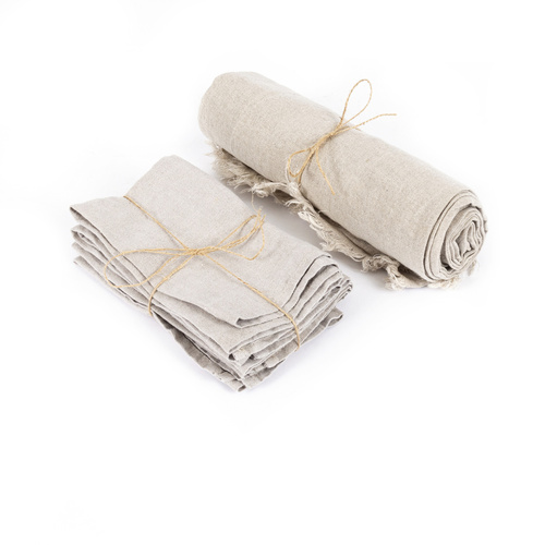 Check The Linen Tablecloth - Beige - 150x150