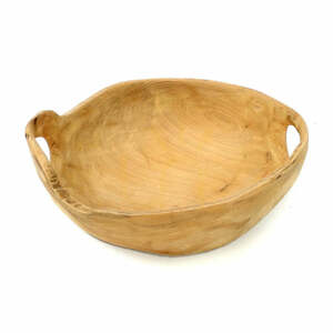 Bazar Bizar Bowl Tray with handles – natural teak wood 20 cm small 7