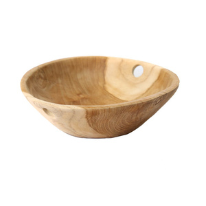 Bazar Bizar Bowl Tray with handles – natural teak wood 20 cm small 1