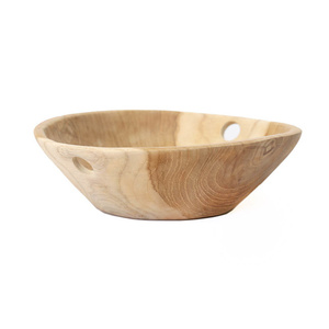 Bazar Bizar Bowl Tray with handles – natural teak wood 20 cm small 2