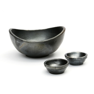 The Burned Curved Bowls - Black - Set of 3 small 0