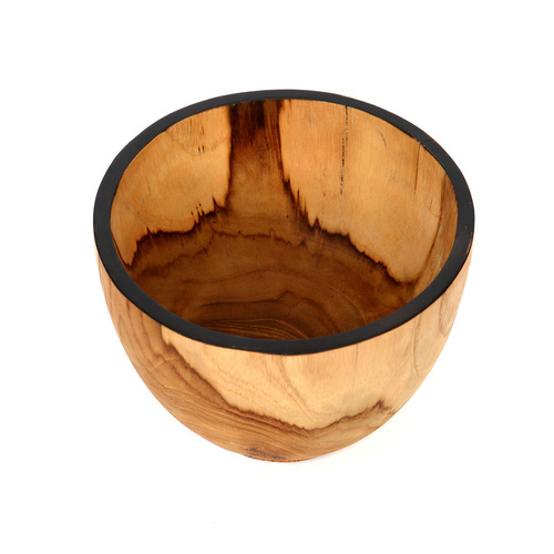 Check BAZAR BIZAR Bondi teak wood candy bowl, natural with black rim, 15 cm