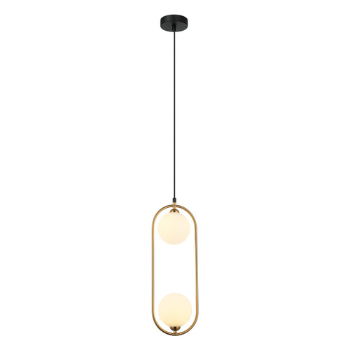Check Italux Pendant Lamp White Glass Brown Steel 2-Light G9 PND-3965-2-BRO