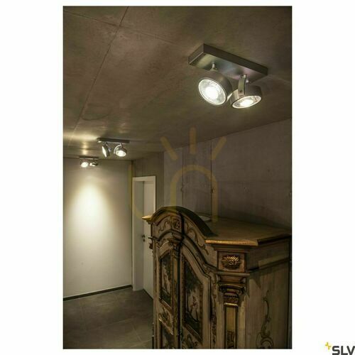 Check SLV KALU 147316 wall and ceiling spotlight, brushed aluminium, 2 × GU10 QPAR111