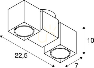 SLV ALTRA DICE 151531 Surface-Mounted Spot White 2xGU10, Rotatable and Tiltable small 2
