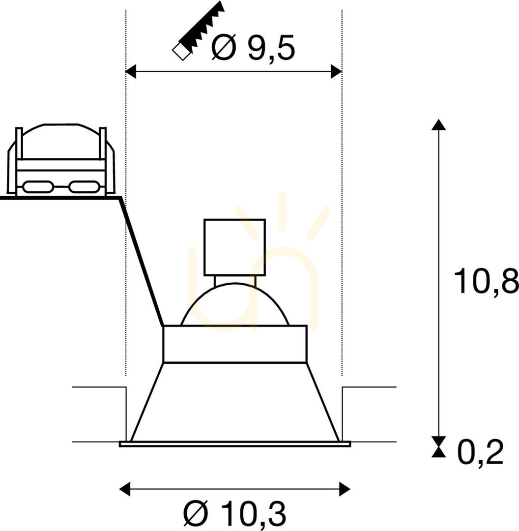 Check Recessed Light SLV HORN Black 25W 230V 103mm 113160 Recessed Light SLV HORN Black 25W 230V 103mm 113160