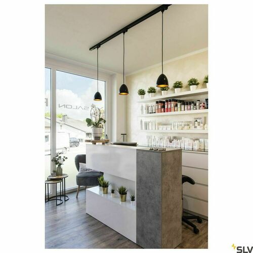 Check Pendant light for 3-phase track SLV PARA CONE 14 black-gold GU10 35W 153140
