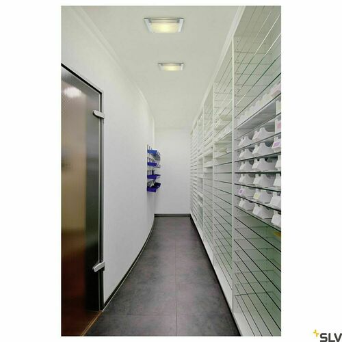 Check SLV GLASSA surface ceiling light square 39×39 cm frosted glass 2×E27 155180