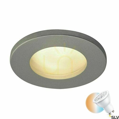 Check SLV DOLIX OUT 1001167 Outdoor Recessed Light, GU10, IP65, Silver Grey, ø8.2 cm