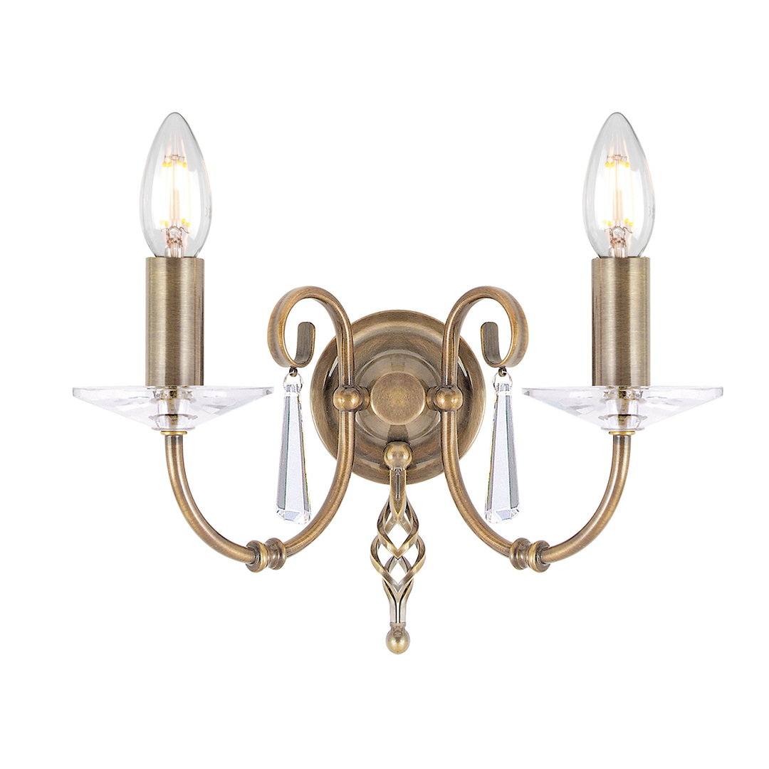 Aegean 2 Light Wall Light - Aged Brass Elstead