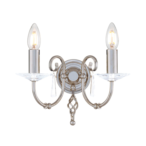 Check Aegean 2 Light Wall Light - Polished Nickel Elstead