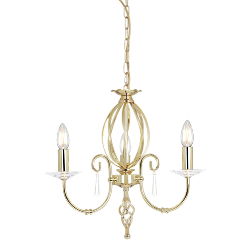 Check Aegean 3 Light Chandelier - Polished Brass Elstead