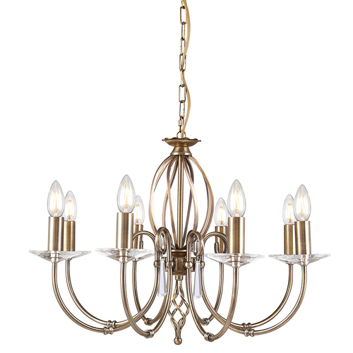 Check Aegean 8 Light Chandelier - Aged Brass  Elstead