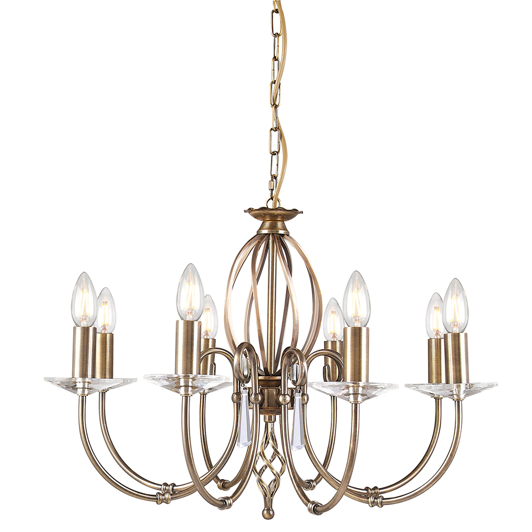 Aegean 8 Light Chandelier - Aged Brass Elstead