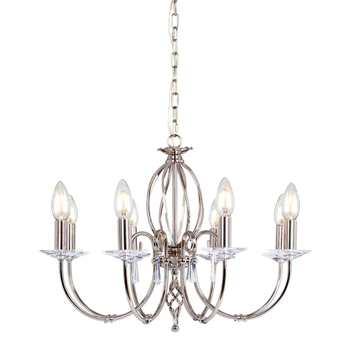 Check Aegean 8 Light Chandelier - Polished Nickel Elstead