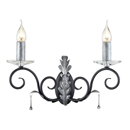 Check Amarilli 2 Light Wall Light - Black/Silver  Elstead