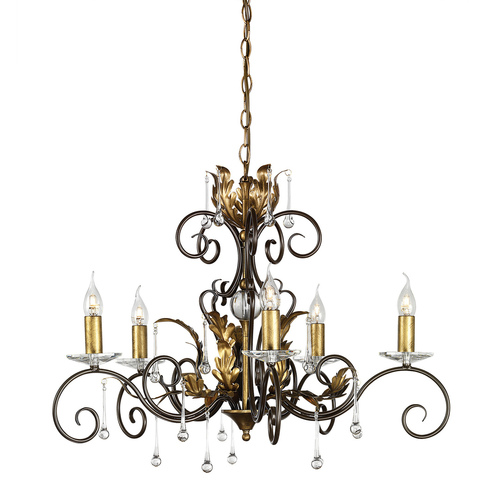 Check Amarilli 5 Light Chandelier - Bronze/Gold  Elstead