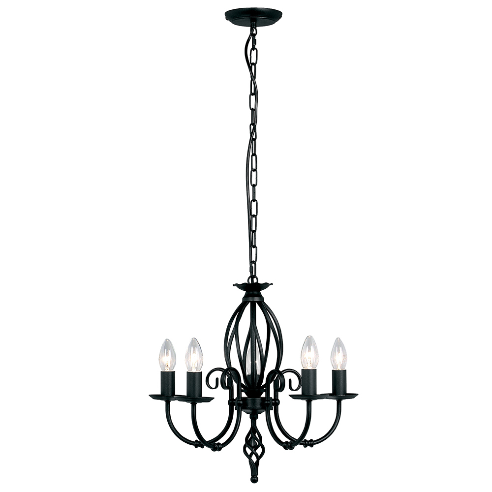 Artisan 5 Licht-Kronleuchter - Schwarz Elstead