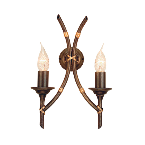 Check Bamboo 2 Light Wall Light Elstead