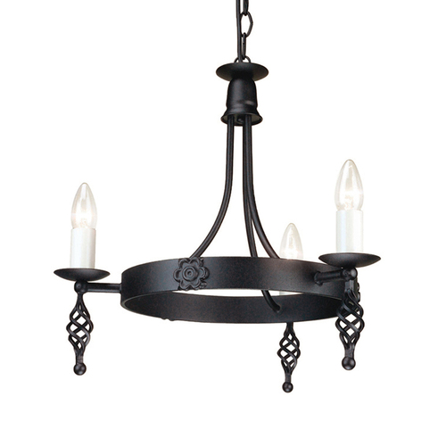 Check Belfry 3 Light Chandelier Black Elstead