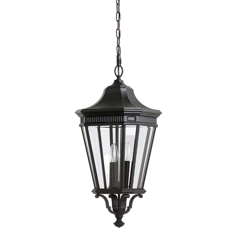 Check Cotswold Lane 3 Light Large Chain Lantern - Black Elstead