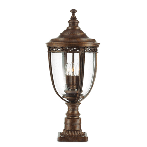 Check English Bridle 3 Light Large Pedestal - British Bronze Elstead