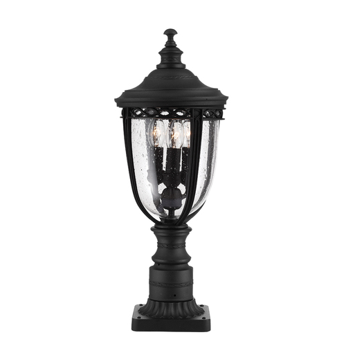 Check English Bridle 3 Light Medium Pedestal - Black Elstead