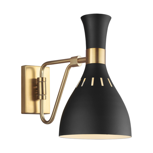 Check Joan 1 Light Wall Light - Midnight Black & Burnished Brass Elstead