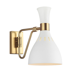 Joan 1 Light Wall Light - Matte White & Burnished Brass Elstead small 0