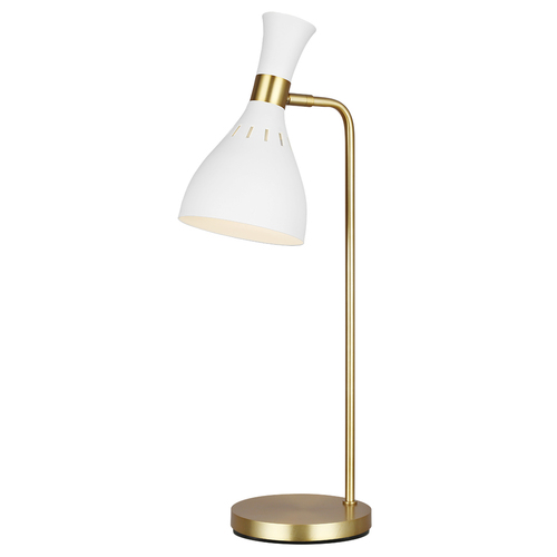 Check Joan 1 Light Table Lamp - Matte White & Burnished Brass Elstead