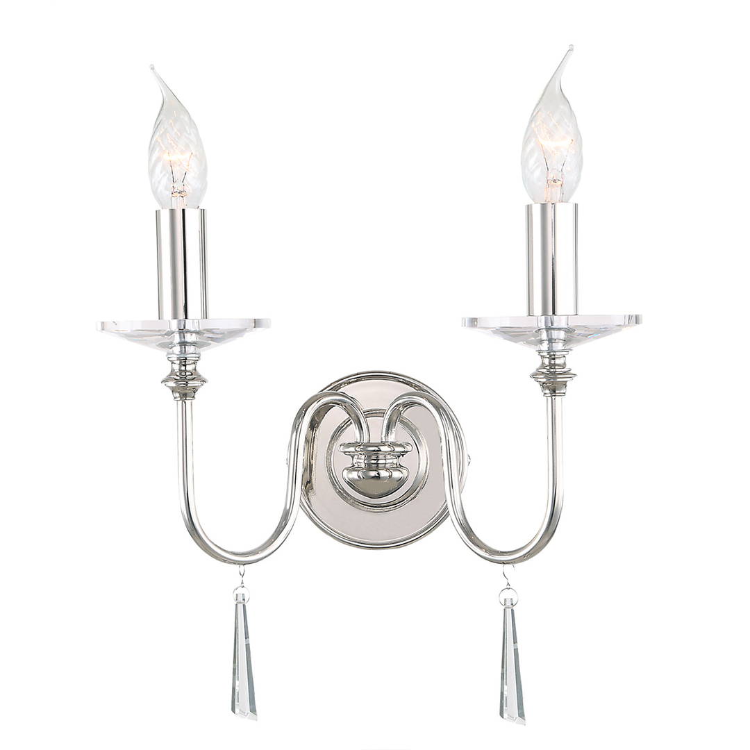 Finsbury Park 2 Light Wall Light - Polished Nickel Elstead