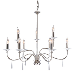 Finsbury Park 9 Light Chandelier - Polished Nickel Elstead small 0