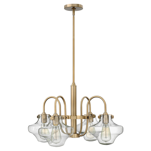 Check Congress 4 Light Clear Glass Chandelier - Brushed Caramel  Elstead