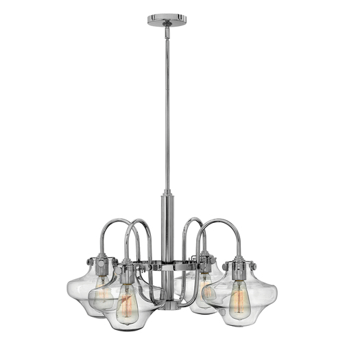 Check Congress 4 Light Clear Glass Chandelier - Chrome  Elstead