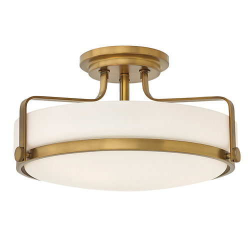Check Harper Medium Semi Flush - Heritage Brass Elstead