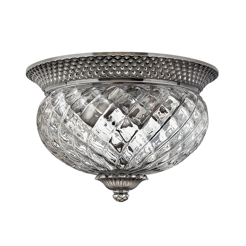 Check Plantation 2 Light Small Flush - Polished Antique Nickel  Elstead