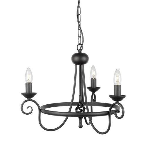 Check Harlech 3 Light Chandelier - Black  Elstead