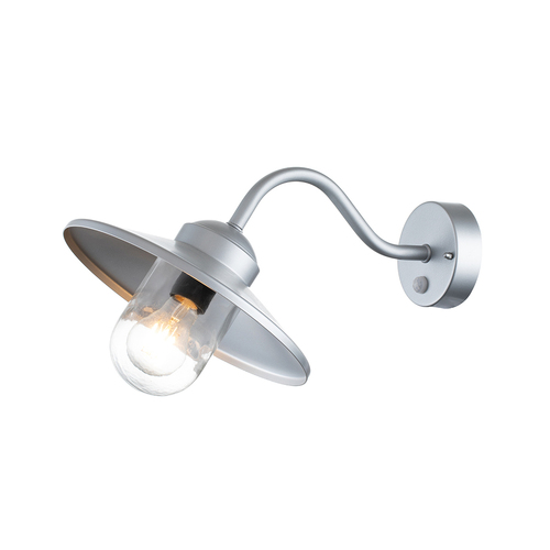 Check Klampenborg 1 Light Wall Lantern with PIR - Silver Elstead